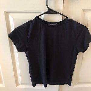Brandy Melville Suede Navy Short Sleeve